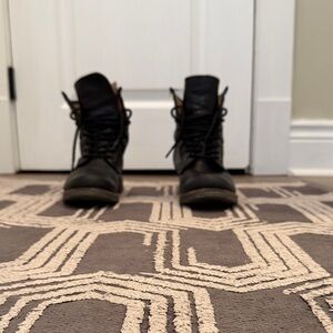 Frye Black Leather Lace Up Combat Boots